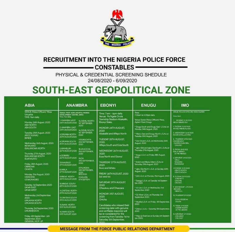 Nigeria Police Shortlisted Candidates 2020 - Download PDF List 6